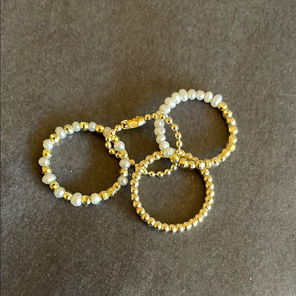 Elegant Gold and Pearl Beaded Rings Set Kendra Scott